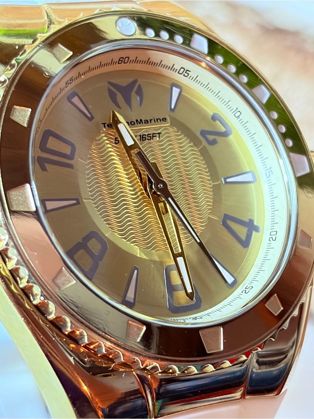 Technomarine Gold Men's Watch with Metallic Dial 44mm w/ Silicone White Band